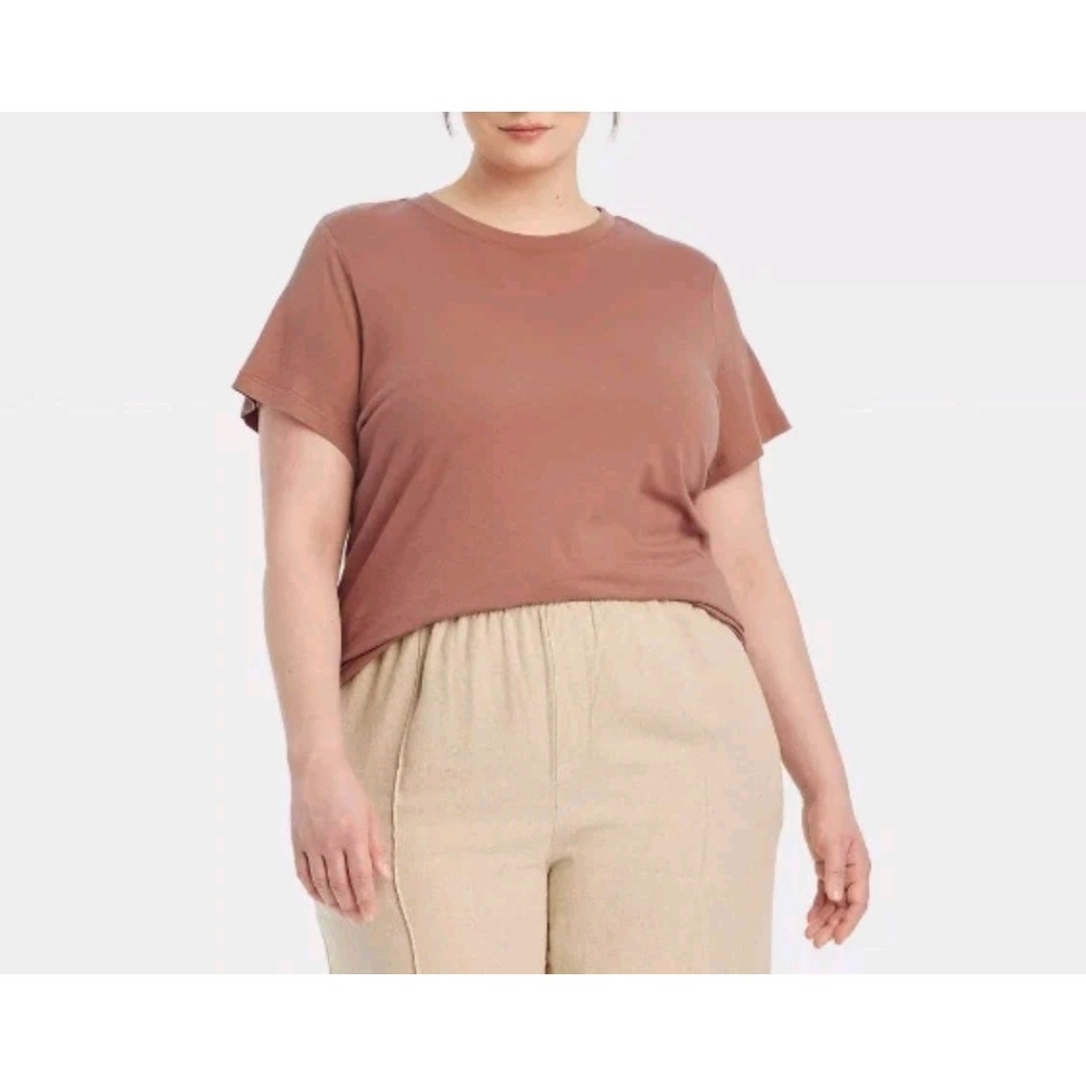 A New Day NWT Small‎ Crew Neck Short Sleeve T Shirt Casual Basic Top Brown Layer